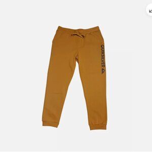 Quiksilver Men's XL Elastic Waist Logo Fleece Joggers Sweatpants Mustard MSRP 60